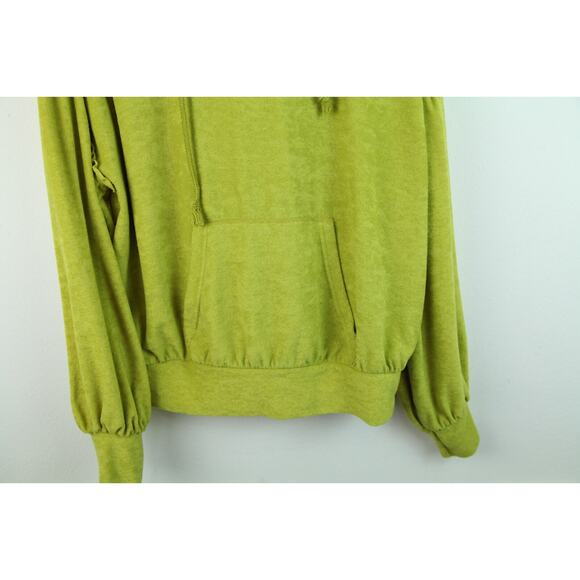 Free People XS Hoodie Sweatshirt Pullover Green Boho Grunge Oversize Terrycloth - Picture 5 of 8